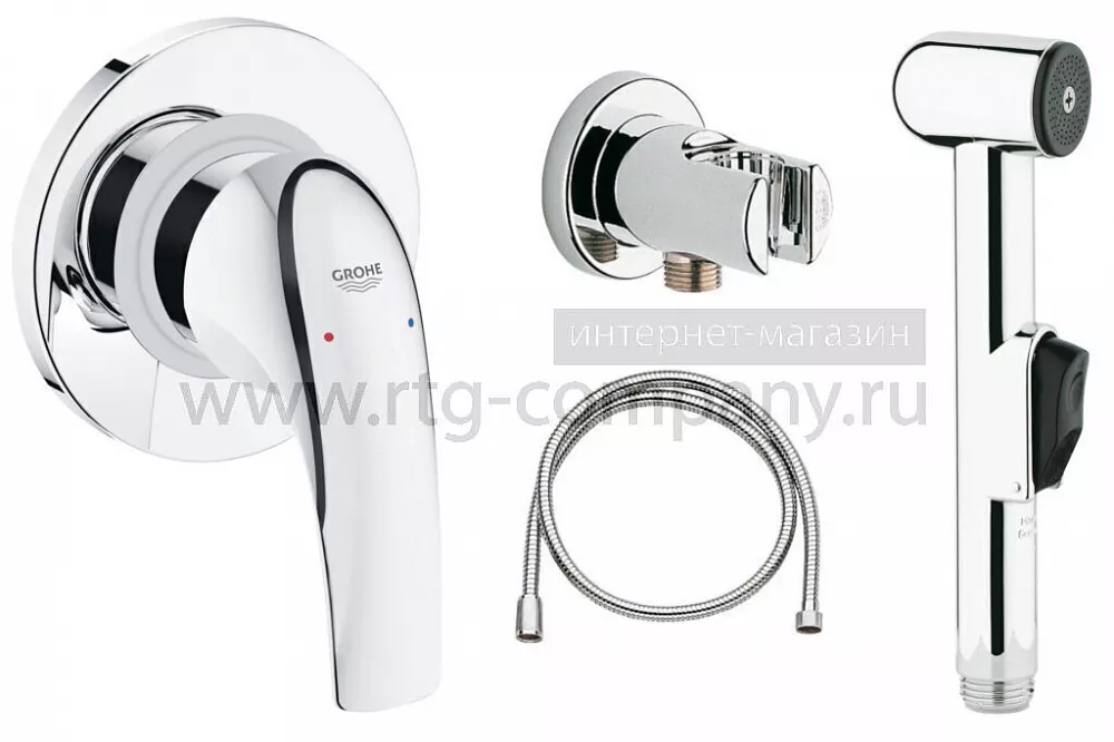 Смеситель для душа встраиваемый GROHE "BauCurve" однорычажный с настенным комплектом 123072 (Тайланд)